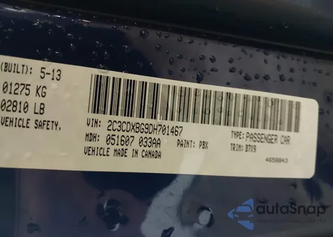 2013 Dodge Charger Se from USA, damaged, VIN 2C3CDXBG9DH701467